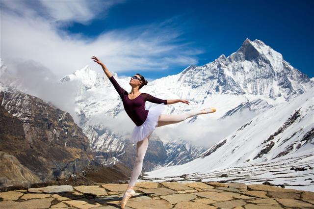 Ballerina Dancing On High Mountains