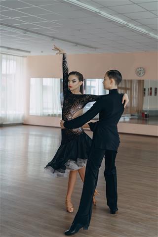 Professional Dancers Dancing In Ballroom Latin