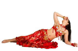 Girl In A Red Suit Oriental Dance