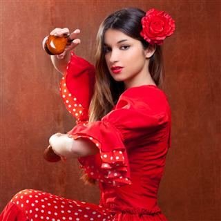 Castanets Gipsy Flamenco Dancer Spain Girl