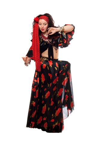 Sensual Gypsy Woman In A Black Skirt