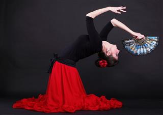 Young Woman Dancing Flamenco