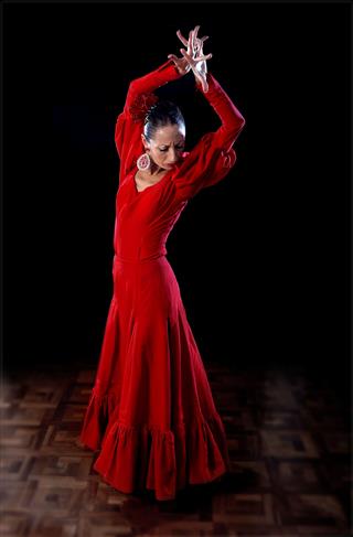 Young Spanish Woman Dancing Flamenco