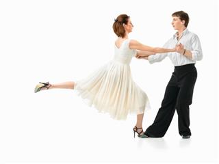 Passionate Dancing Couple On White Background