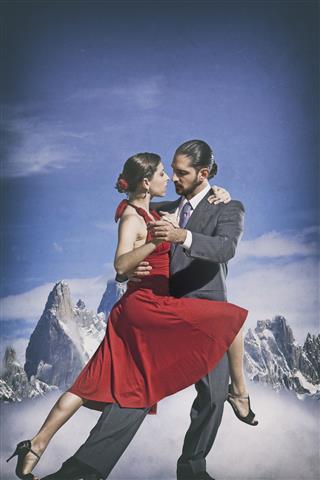 Argentine Couple Dancing Tango In Patagonia