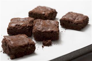 Chocolate Brownies On White Countertop