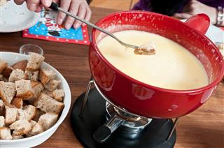 Swiss Fondue Of Bread And Cheese