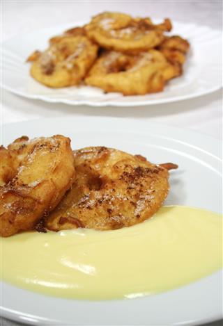 Apple Fritters With Custard