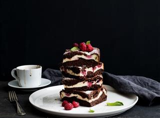 Brownies Cheesecake Tower With Raspberries