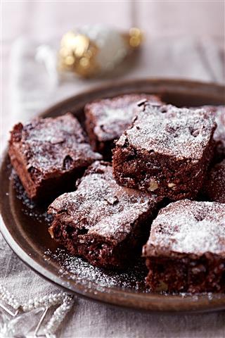 Christmas Brownies With Nuts And Cranberries