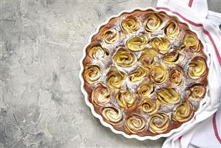 Homemade Autumn Pie With Apple Roses