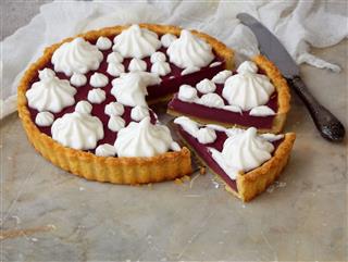 Raspberries Tart Pie With Meringue Cream