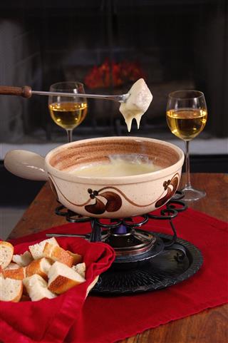 Delicious Swiss Fondue In A Pot