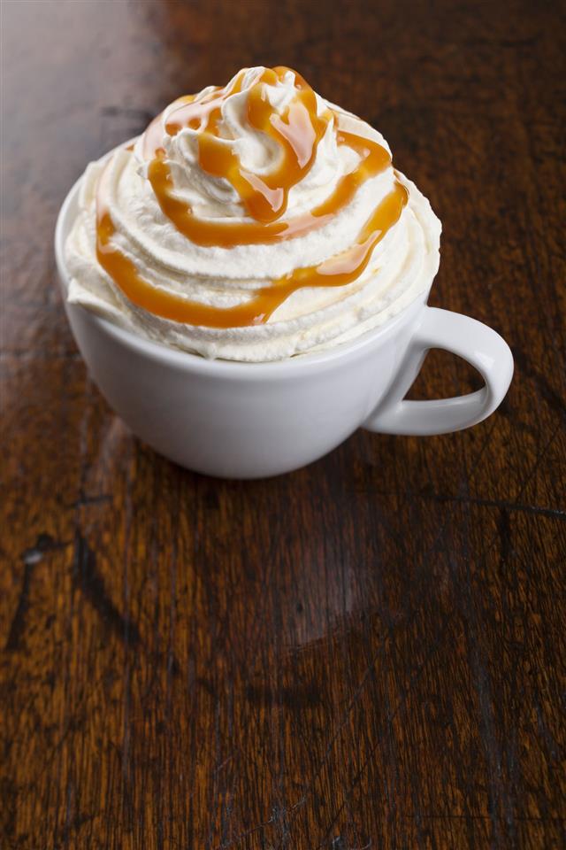 Coffee Topped With Cream And Caramel