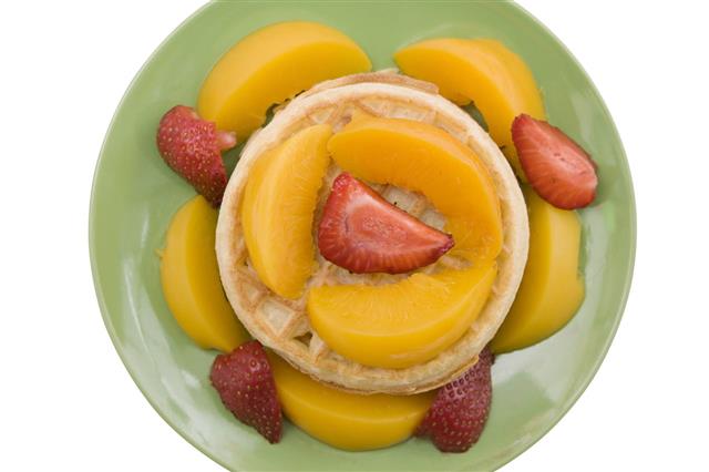 Healthy Breakfast Plate Waffles With Fruit