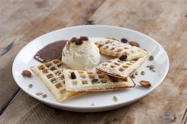 Belgian Waffles With Ice Cream