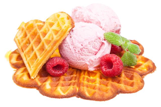 Waffles Topped With Ice Cream