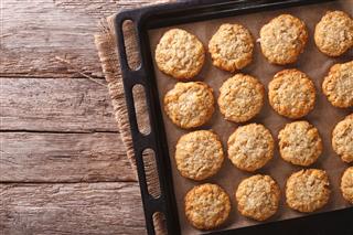Australian Oatmeal Cookies On Baking Sheet