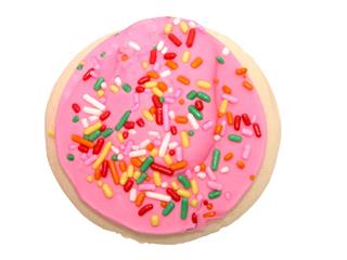Cookie With Pink Icing And Sprinkles