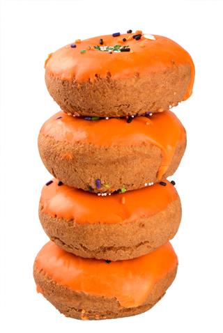 Orange Glazed Halloween Cake Donuts