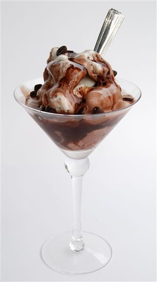 Chocolate Ice Cream In Martini Glass