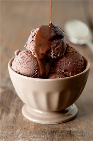 Ice Cream With Chocolate Sauce