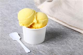 Passion Fruit Sorbet In White Cup