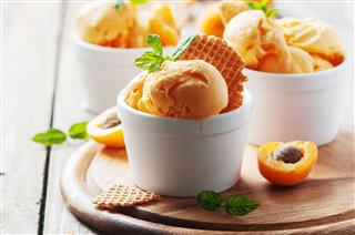 Apricot Ice Cream With Mint