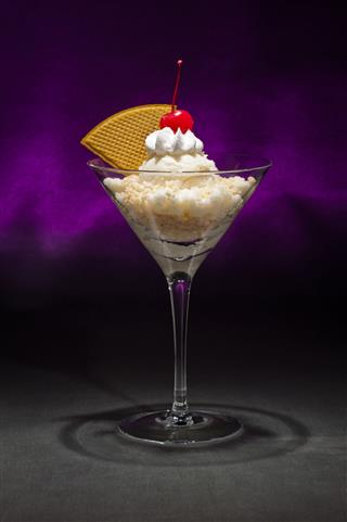 Vanilla Ice Cream In A Martini Glass