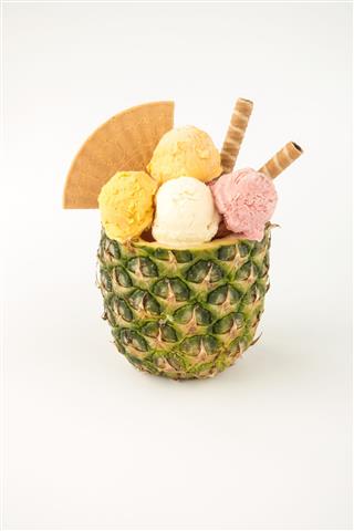 Whole Pineapple Filled With Ice Cream