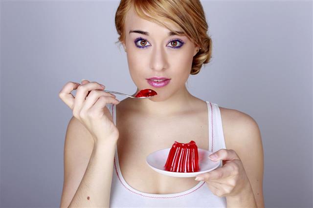 Woman Eating Jelly