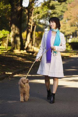 Japanese Woman With Her Dog