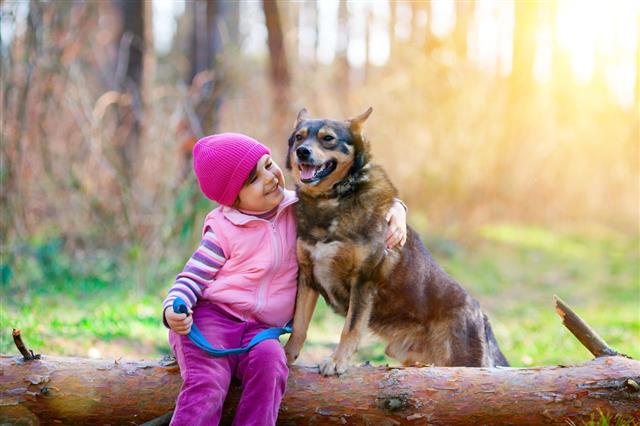 Little Girl With Dog