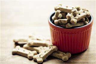 Dog Treats Spilling Out Of Bowl