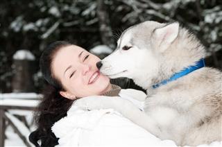 Siberian Husky Owner With Dog