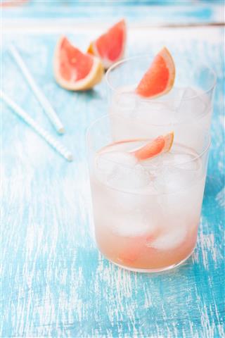 Grapefruit Cocktail With Ice And Alcohol