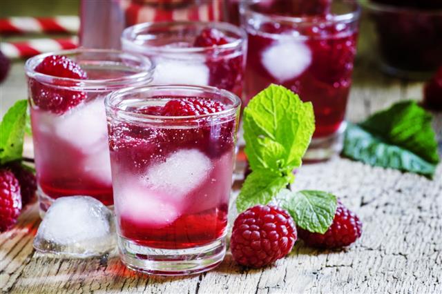 Sweet Cocktail With Raspberries