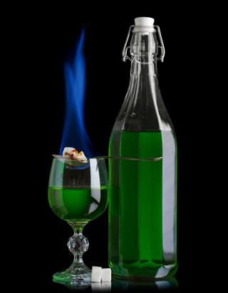 Absinthe Bottle And Glass