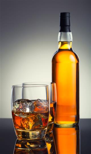Whiskey Bottle And Glass
