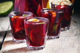 Sangria With Fruit In A Glass