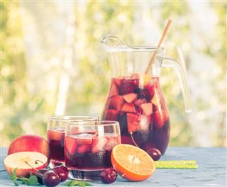 Refreshing Sangria Or Punch With Fruit