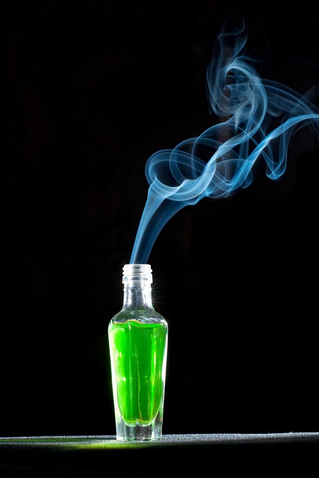 Twisted Smoke From Absinthe Bottle