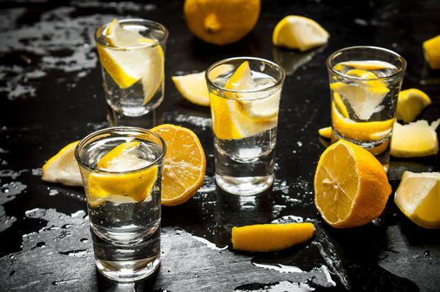 Glasses With Vodka And Lemon