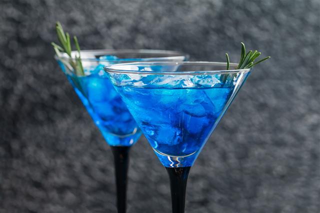Blue Cocktail With Ice