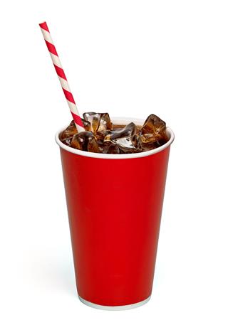 Iced Cola With Straw In Paper Cup