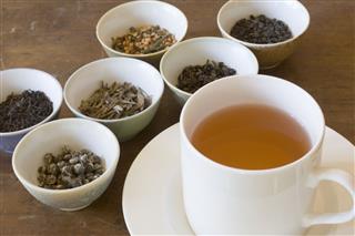Hot Tea With Different Leaf Varieties