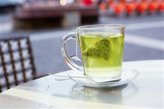 Hot Green Tea In A Cafe