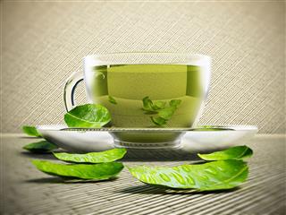 Green Tea With Leaves