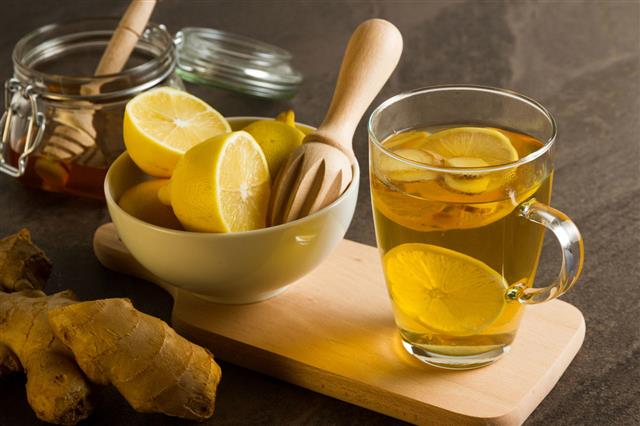 Hot Tea With Ginger Honey And Lemon