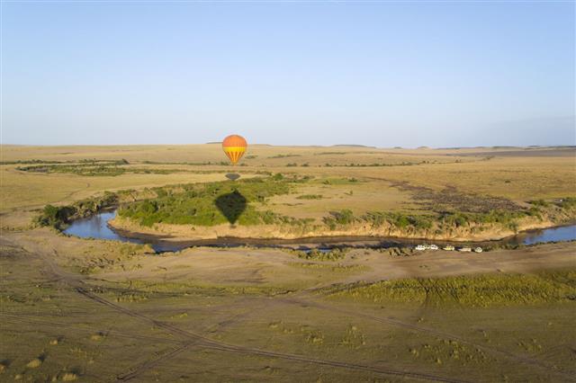 Balloon Over Savannah In Kenya